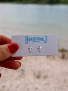 9mm Cross Stud Earrings - Horseshoe J & Co.