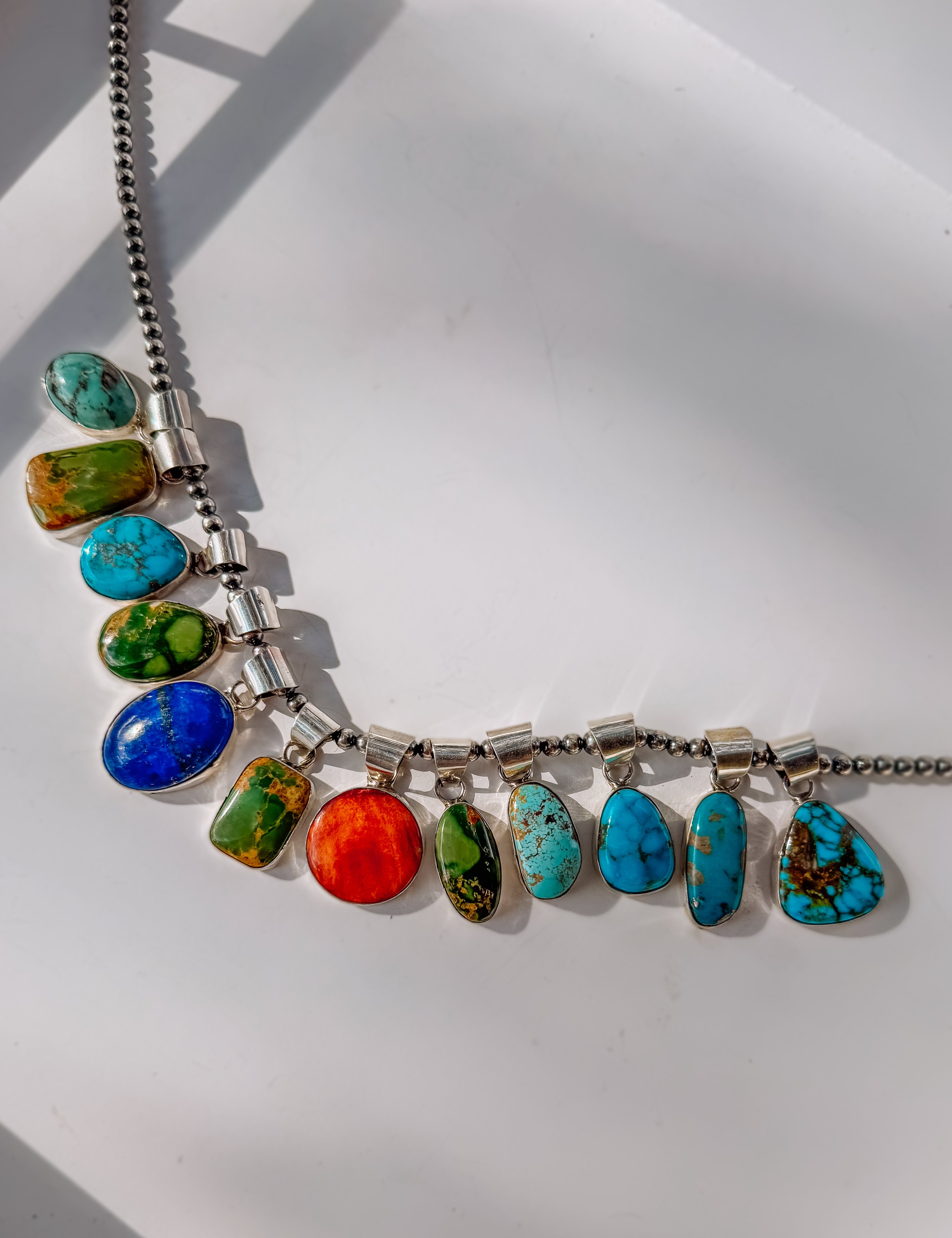 sterling silver turquoise and spiny oyster necklace pendants native made 