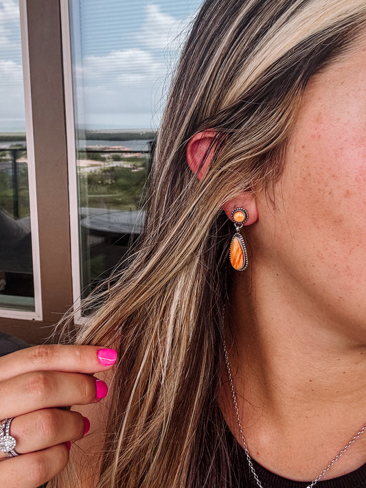 Tye Orange Spiny Oyster Earrings