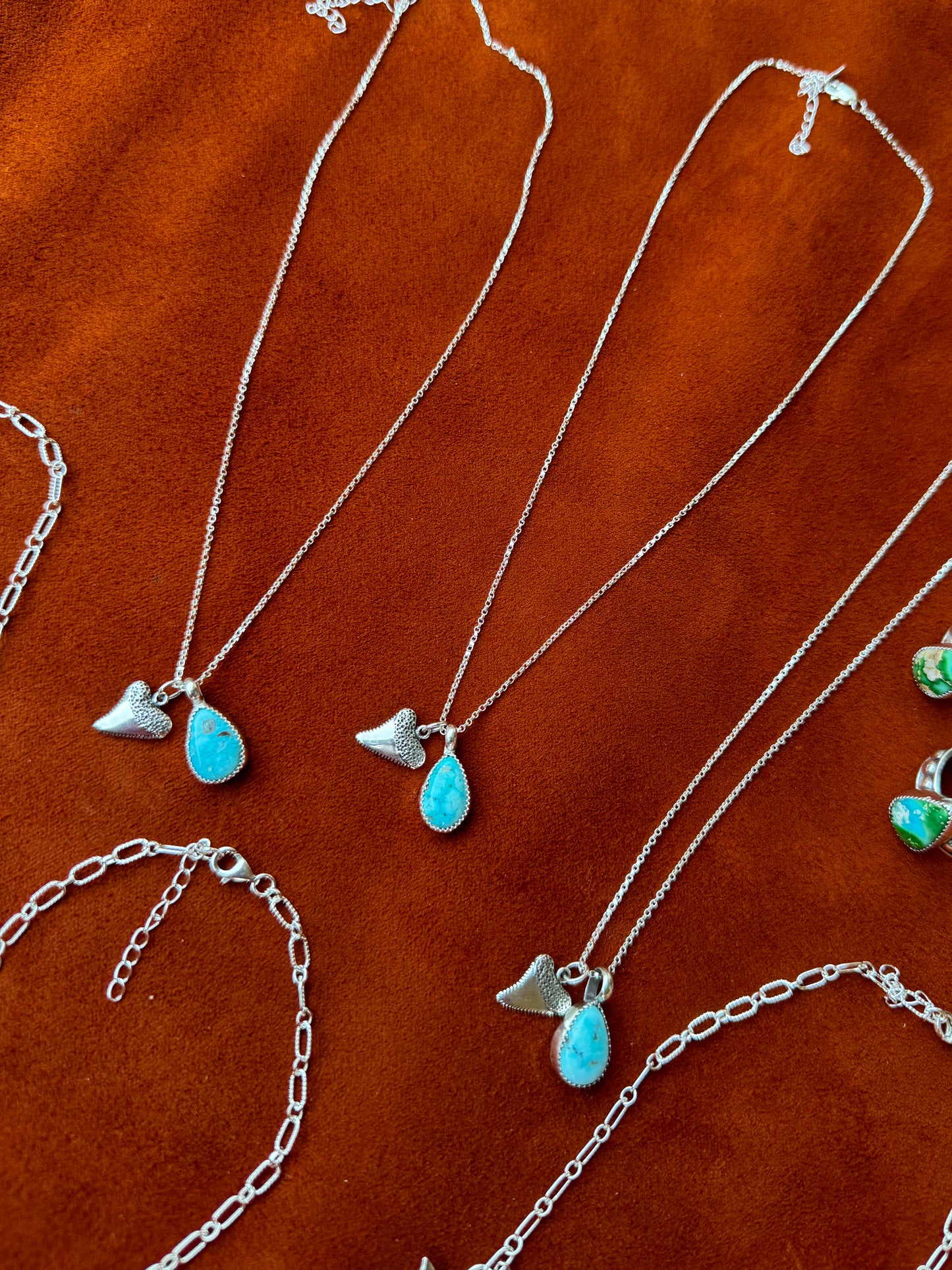 Shark Tooth Whitewater Turquoise Necklace