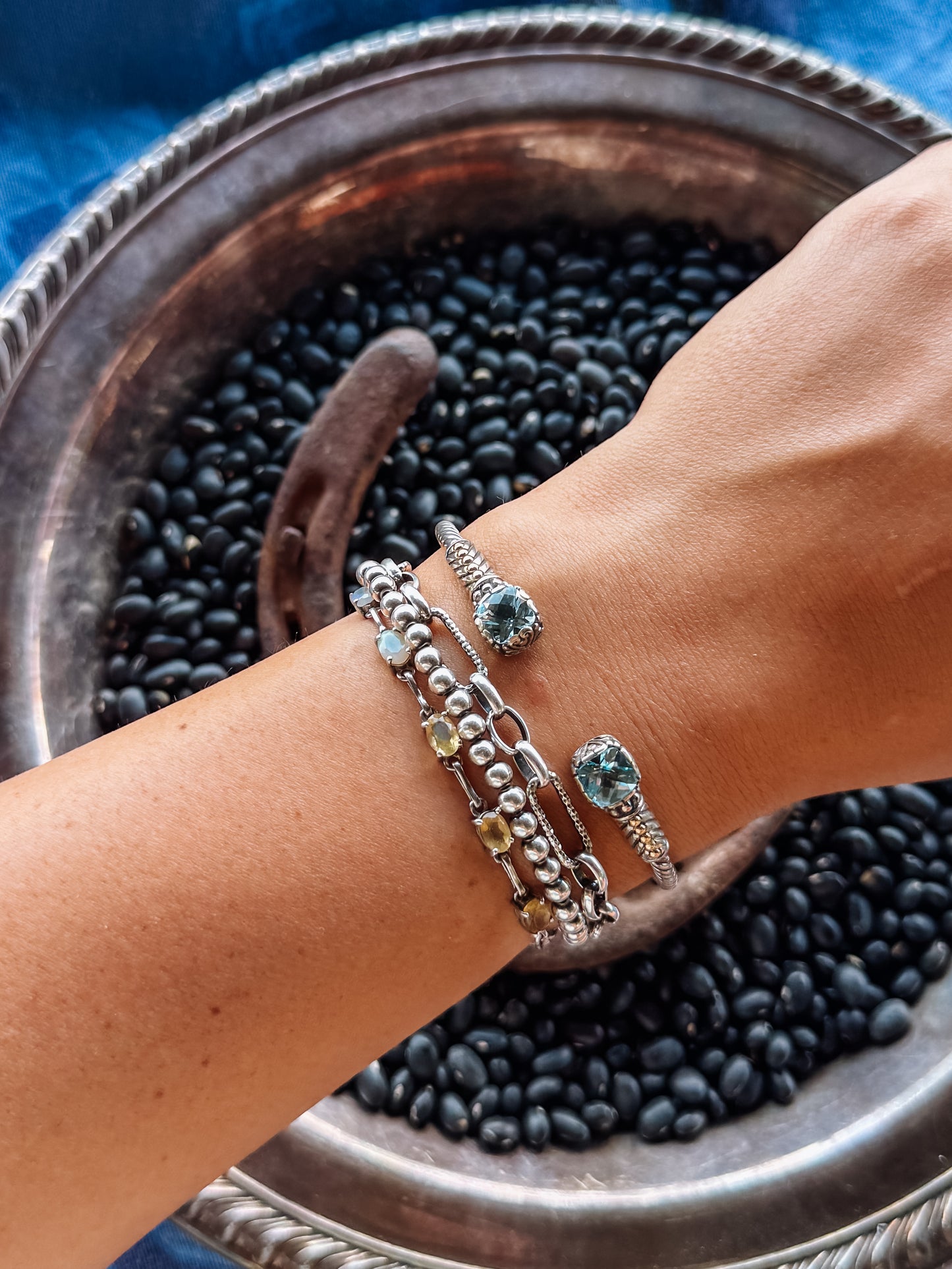 Spiffy Blue Topaz Cable Cuff Bracelet