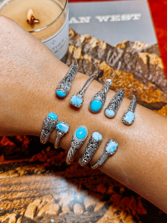 Spiffy Turquoise/Larimar Cuff Bracelet