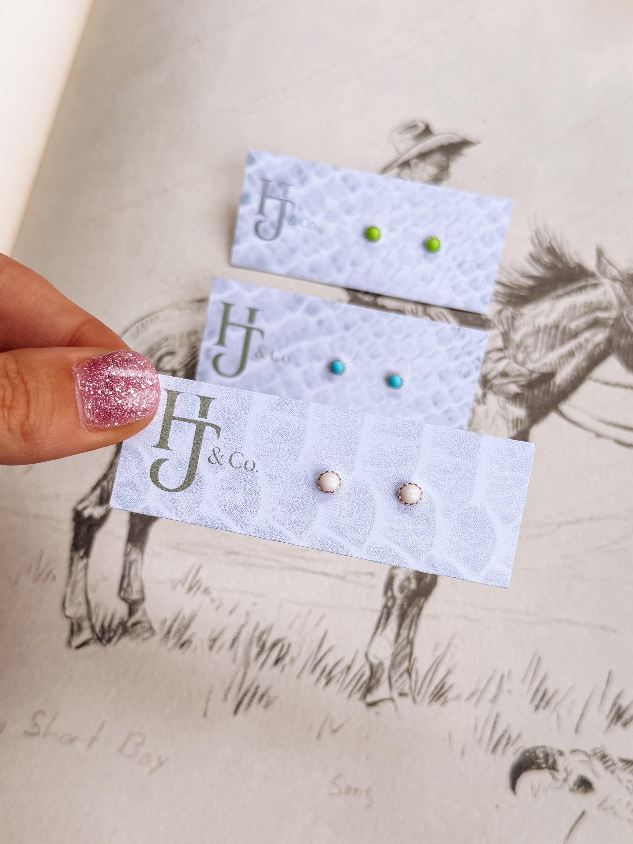 native american made white buffalo stud earrings 