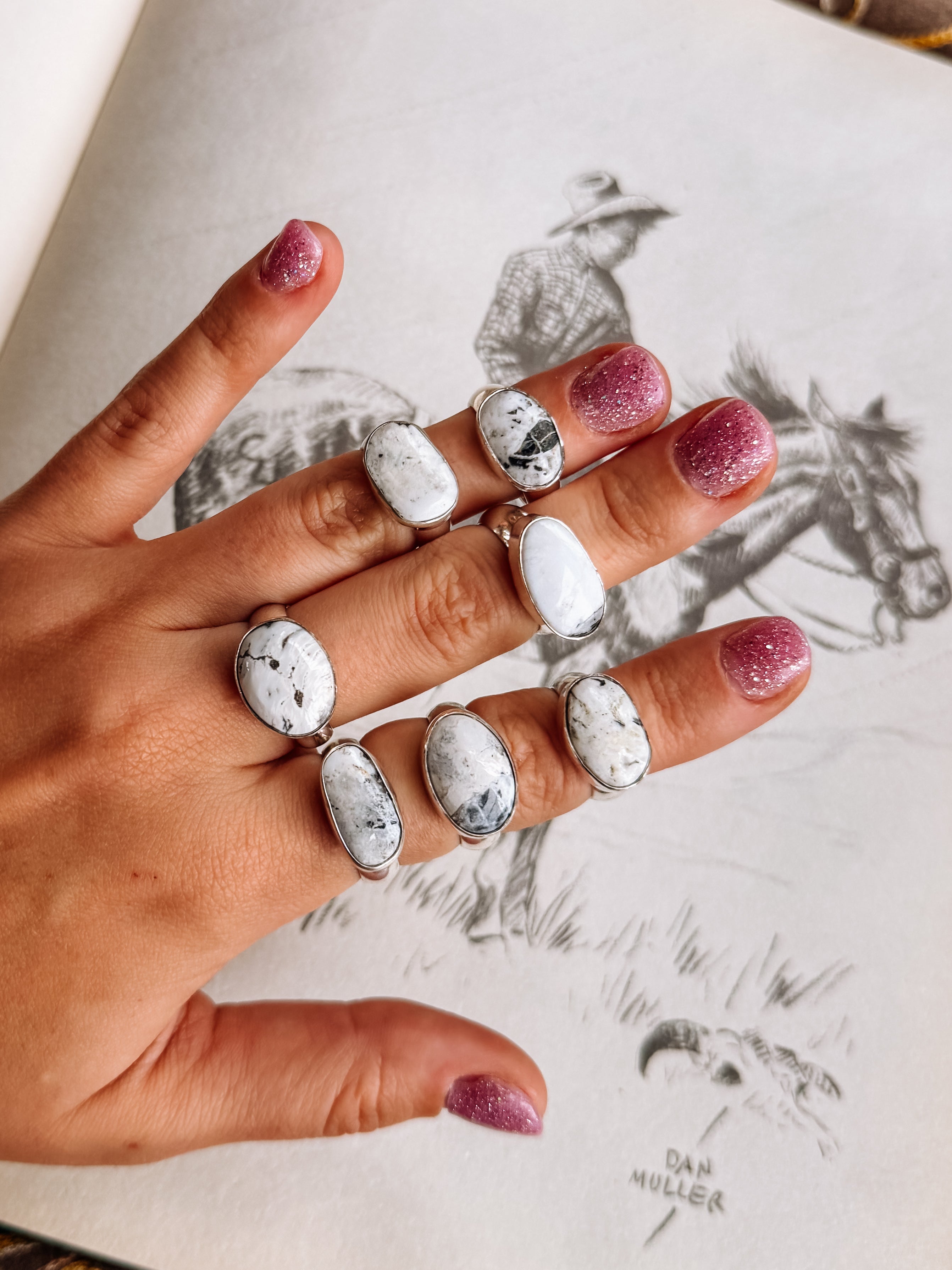 sterling silver white buffalo ring