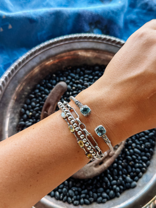 Spiffy Blue Topaz Cable Cuff Bracelet