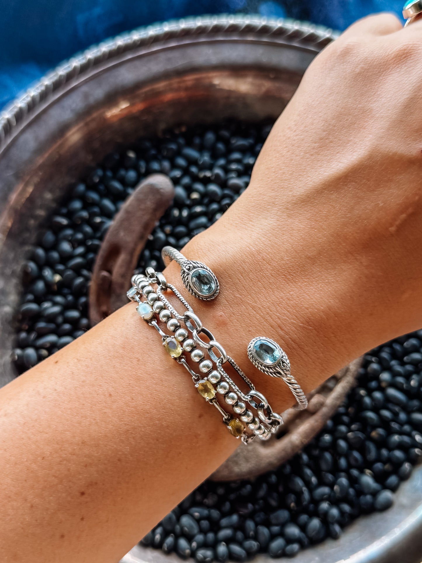 Spiffy Blue Topaz Cable Cuff Bracelet