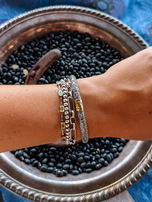 Spiffy Silver + 18K Gold Cuff Bracelet