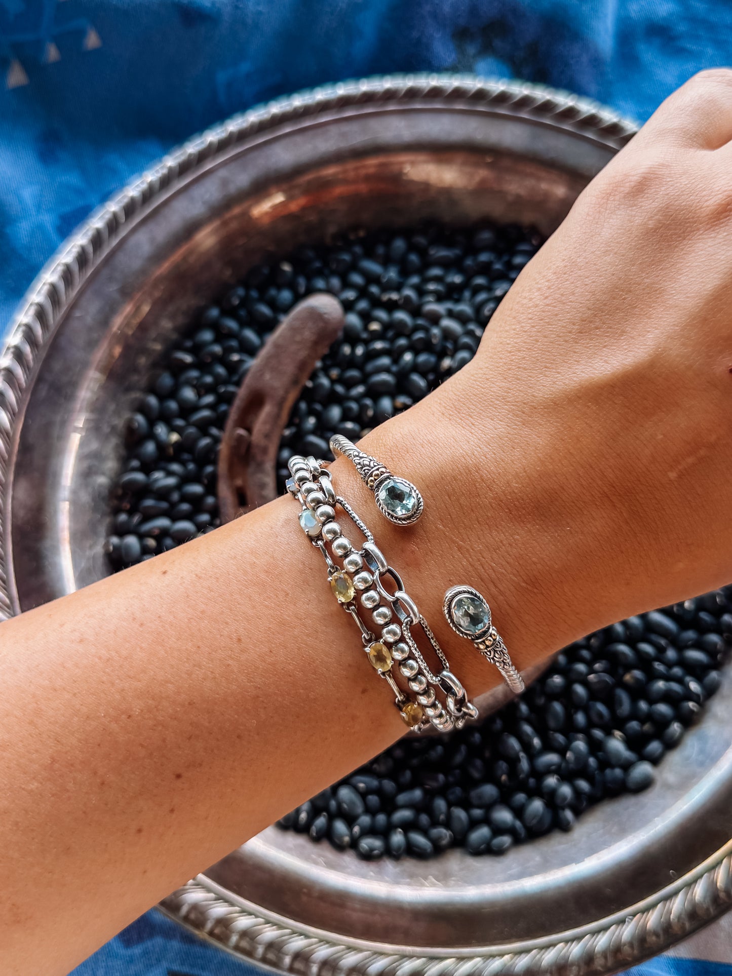 Spiffy Blue Topaz Cable Cuff Bracelet