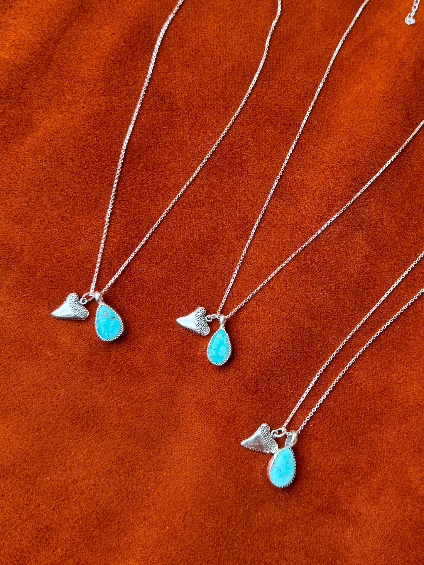 Shark Tooth Whitewater Turquoise Necklace