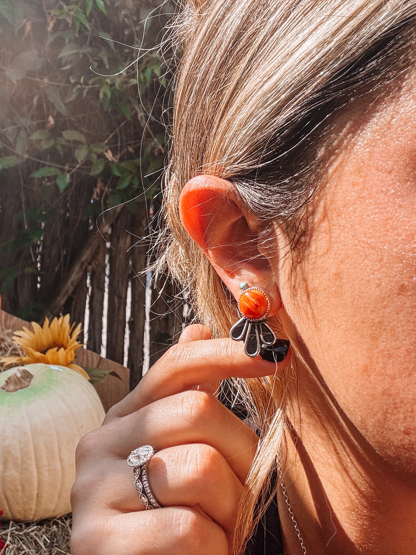 Scallywag Black Onyx/Orange Spiny Earrings