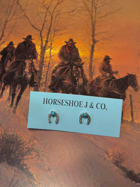 Lucky Horseshoe Studs with Turquoise