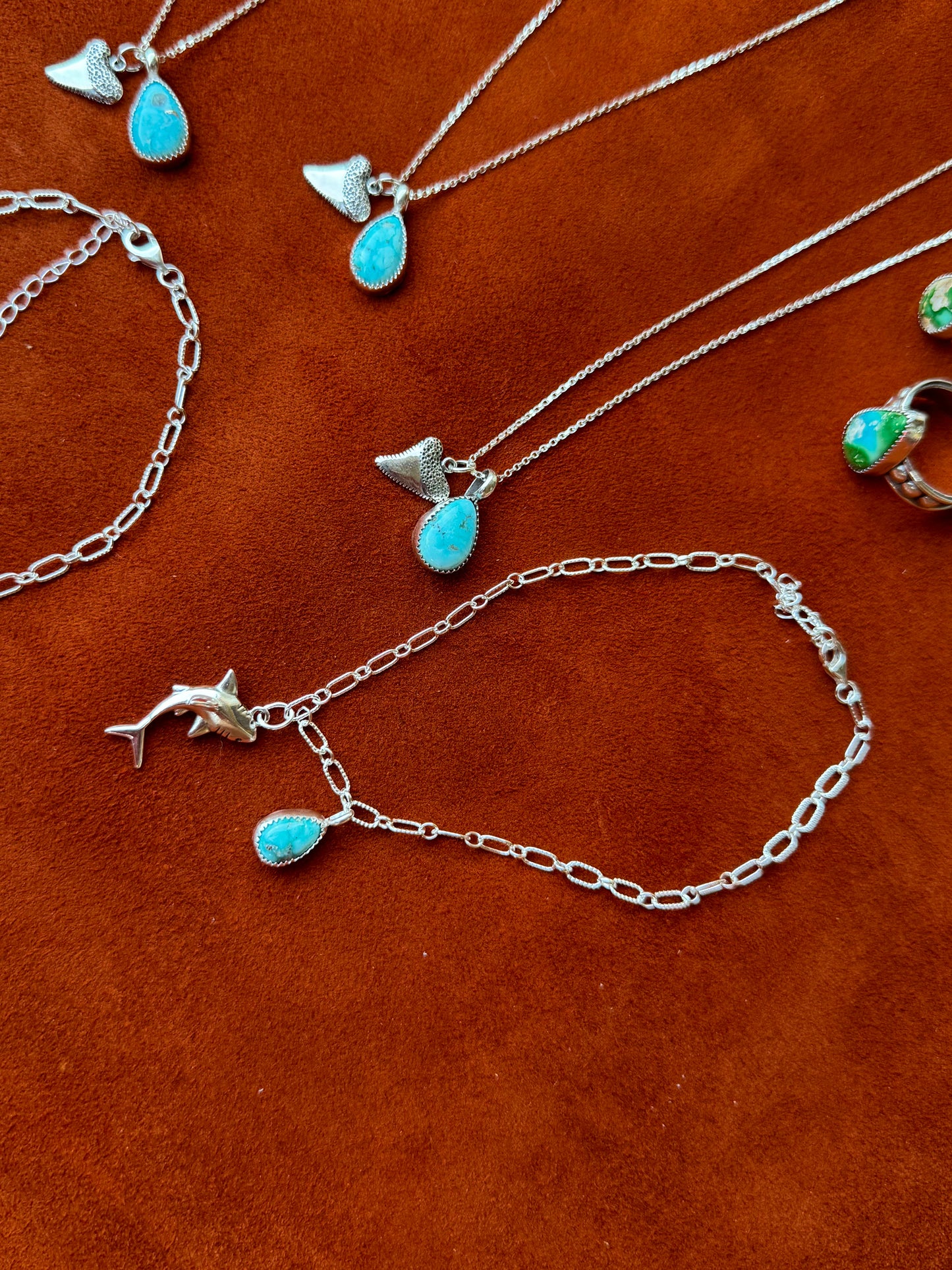 Shark Whitewater Turquoise Anklets