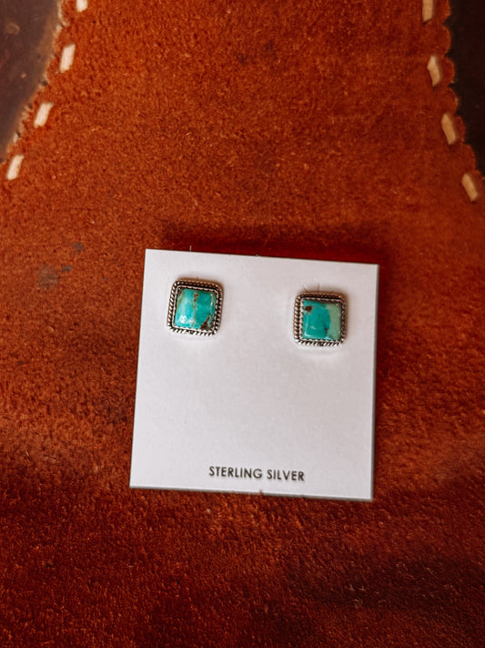 Mead Turquoise Square Stud Earrings