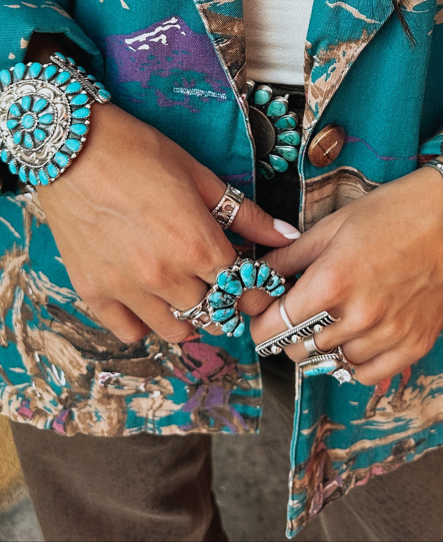 sterling silver and turquoise naja ring