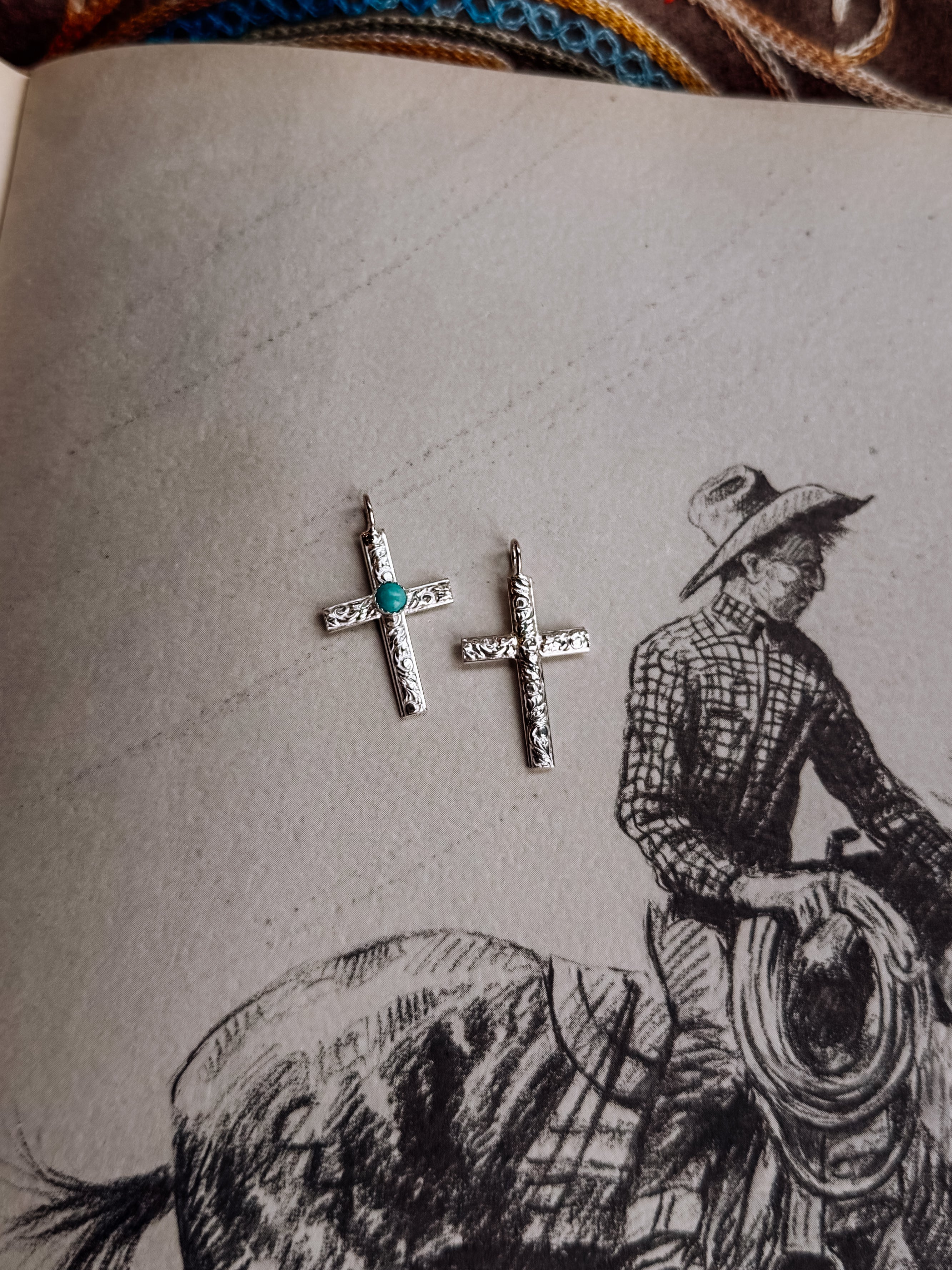 sterling silver and turquoise cross pendant