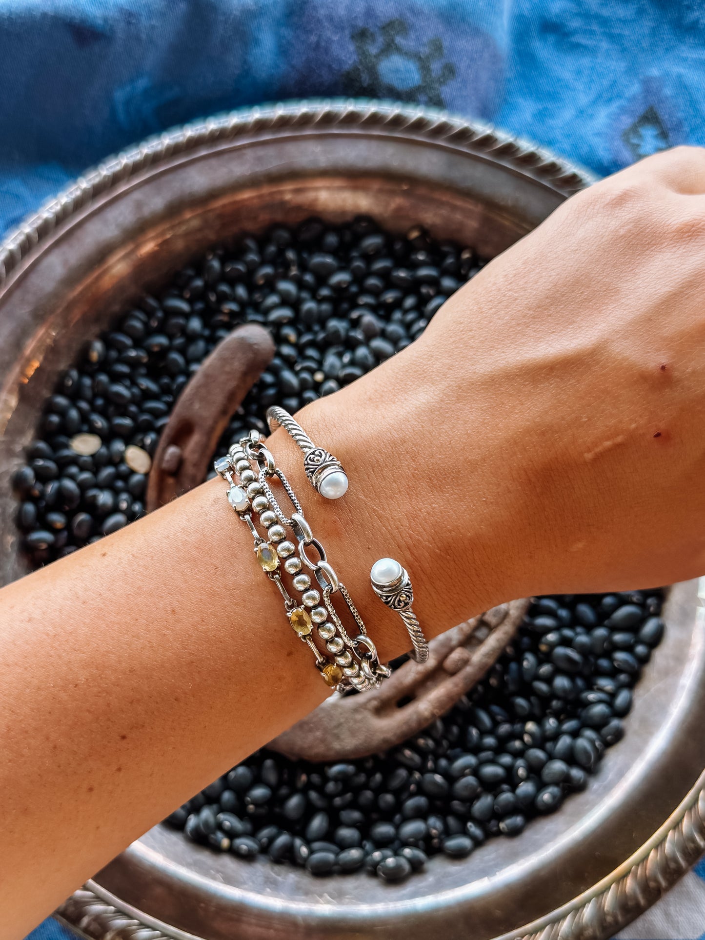 Spiffy Pearl Cable Cuff Bracelet