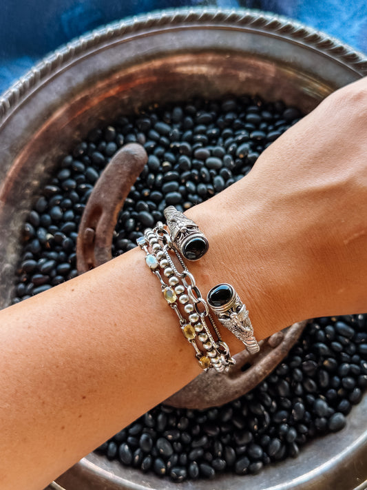 Spiffy Black Onyx Cable Cuff Bracelet