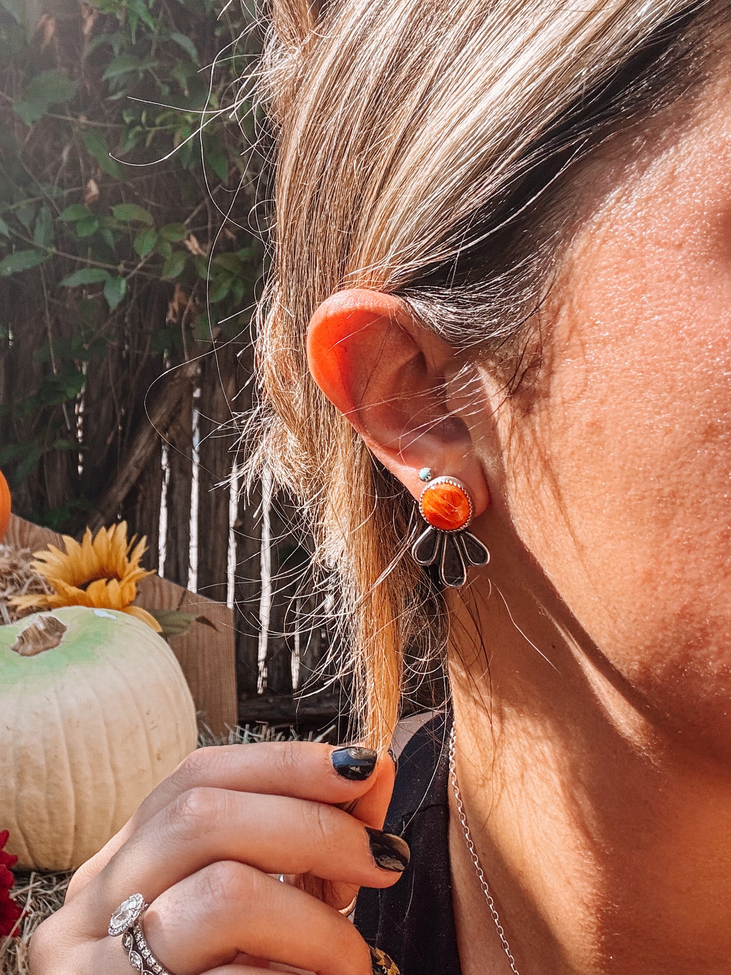 Scallywag Black Onyx/Orange Spiny Earrings