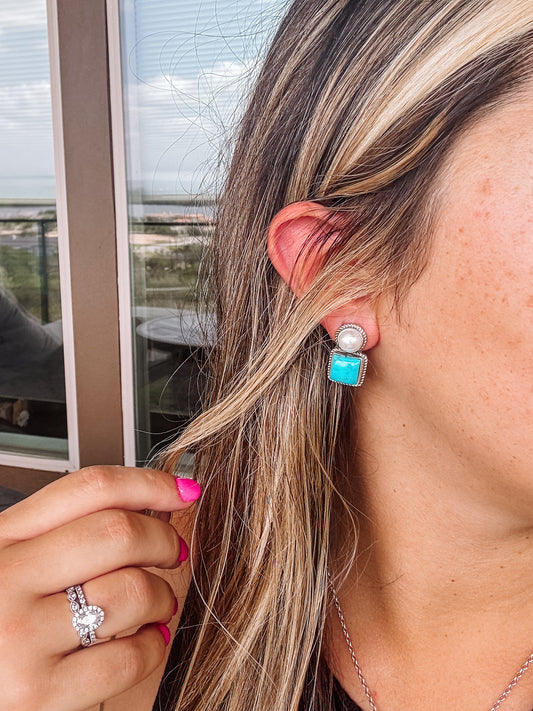 Seadrift Turquoise + Pearl Earrings