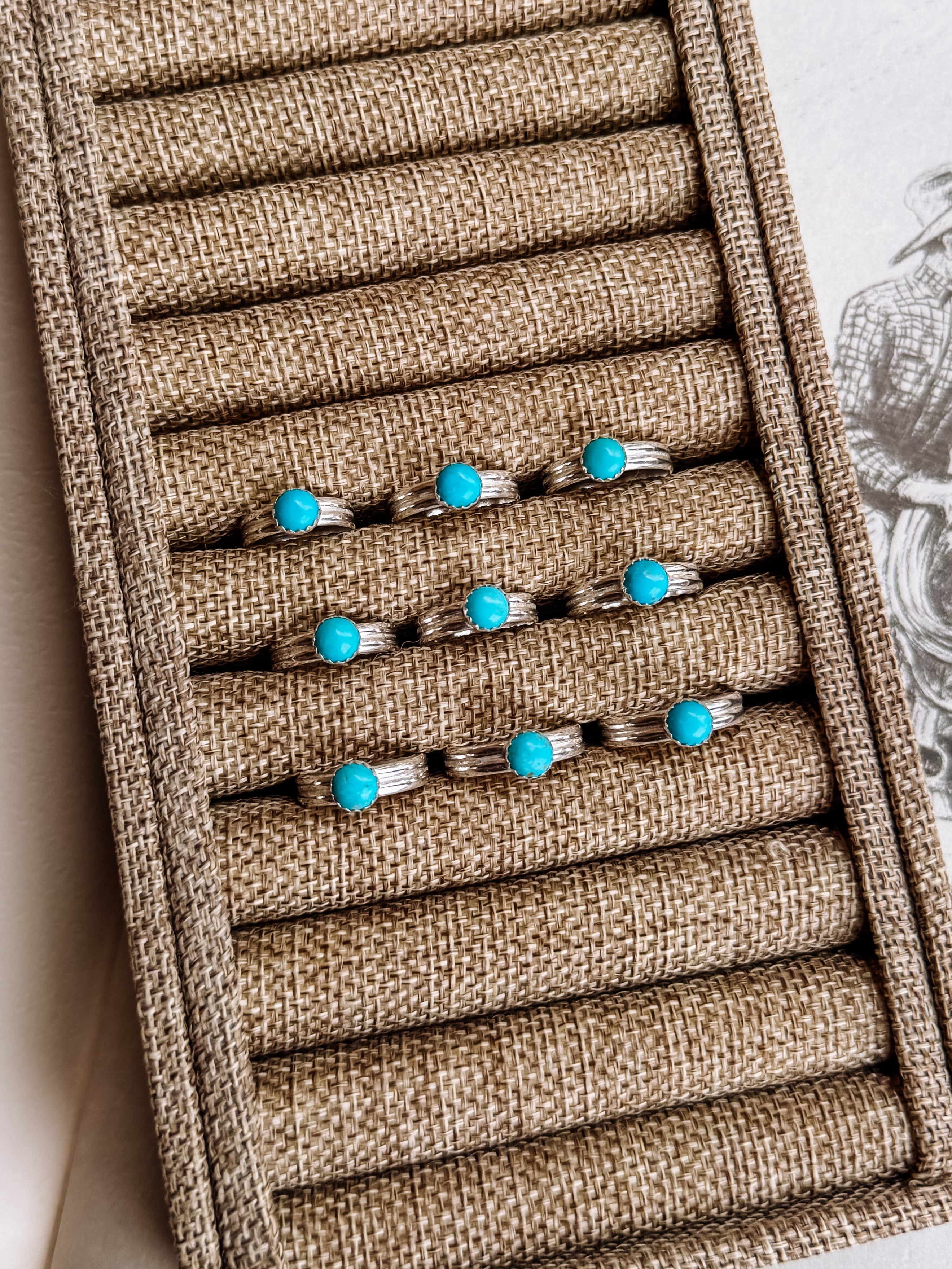 sterling silver double band turquoise ring