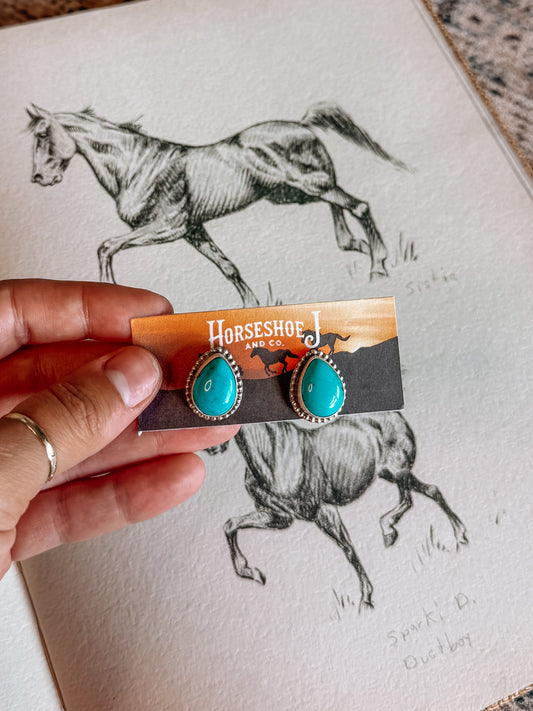 Finefied Turquoise Teardrop Earrings