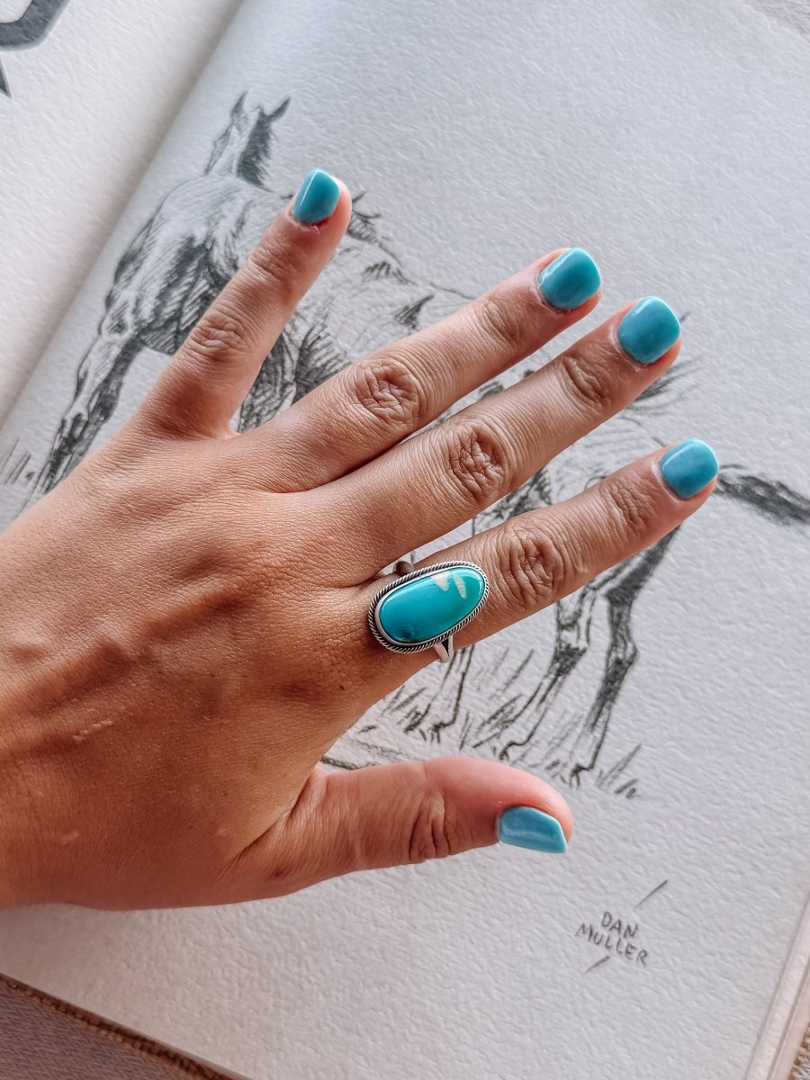 Abbott Turquoise Adjustable Ring - ring - Horseshoe J & Co.