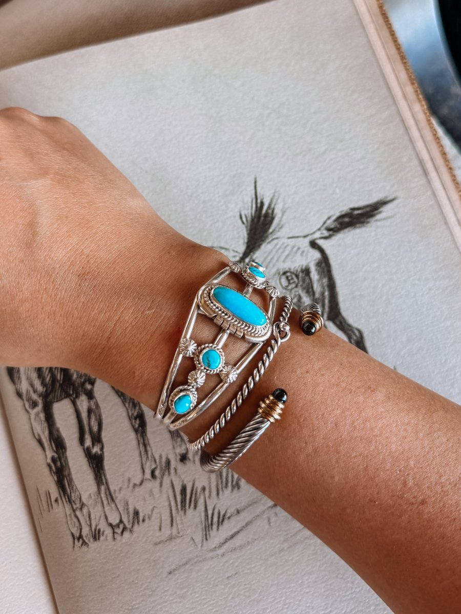Agua Dulce Turquoise Cuff Bracelet - earrings - Horseshoe J & Co.