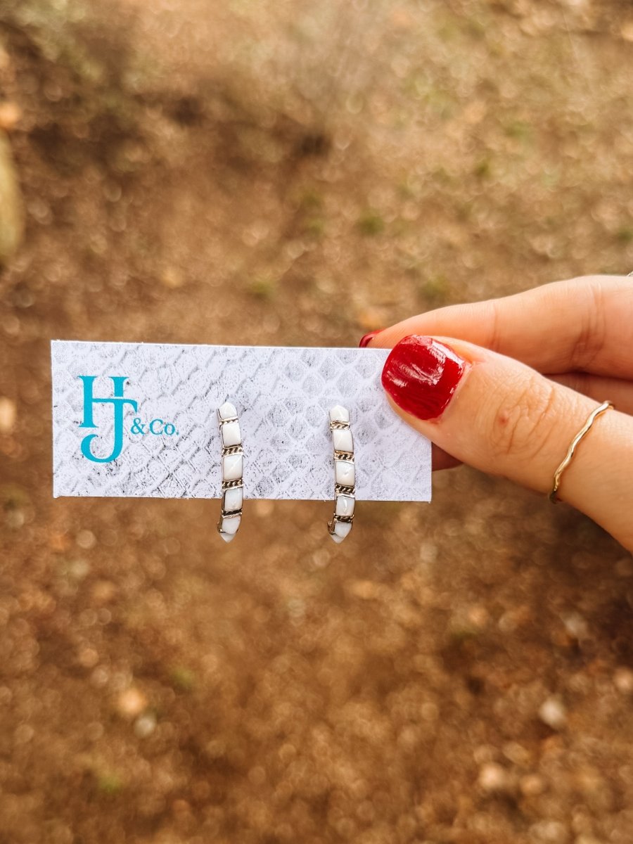 Anita Mother of Pearl Hoop Earrings - Horseshoe J & Co.