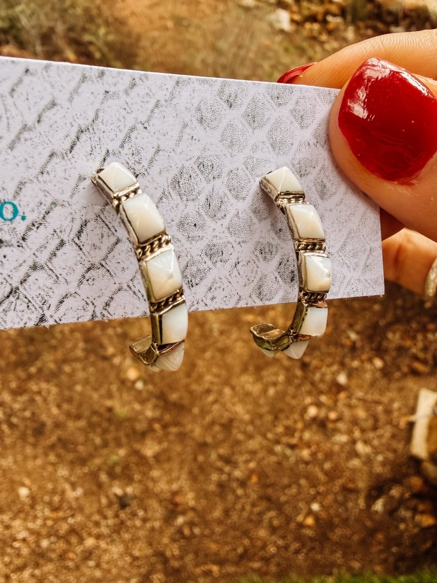 Anita Mother of Pearl Hoop Earrings - Horseshoe J & Co.