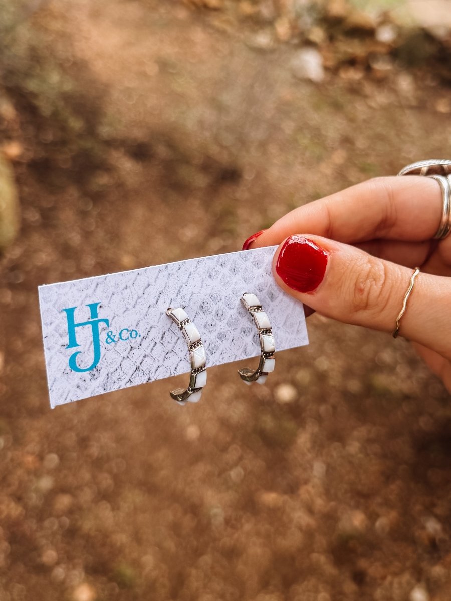 Anita Mother of Pearl Hoop Earrings - Horseshoe J & Co.