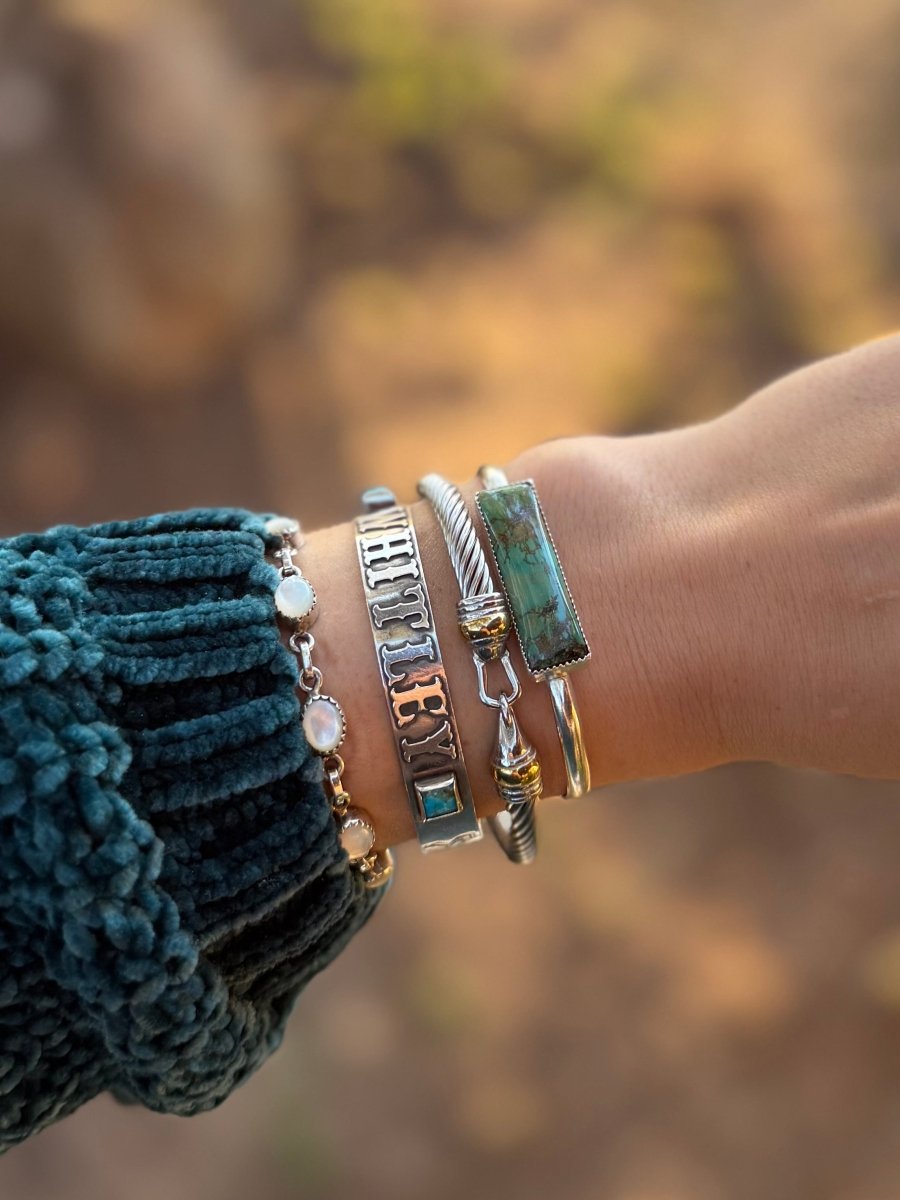 Anthem Horizontal Turquoise Cuff Bracelets - Horseshoe J & Co.
