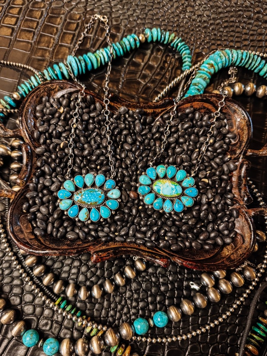 Baby's Blue Turquoise Cluster Necklace - Horseshoe J & Co.