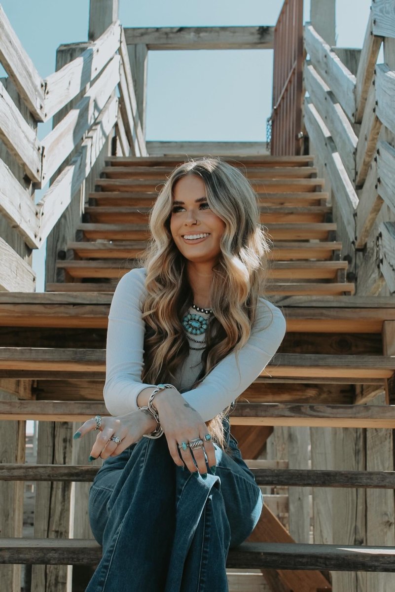 Baby's Blue Turquoise Cluster Necklace - Horseshoe J & Co.