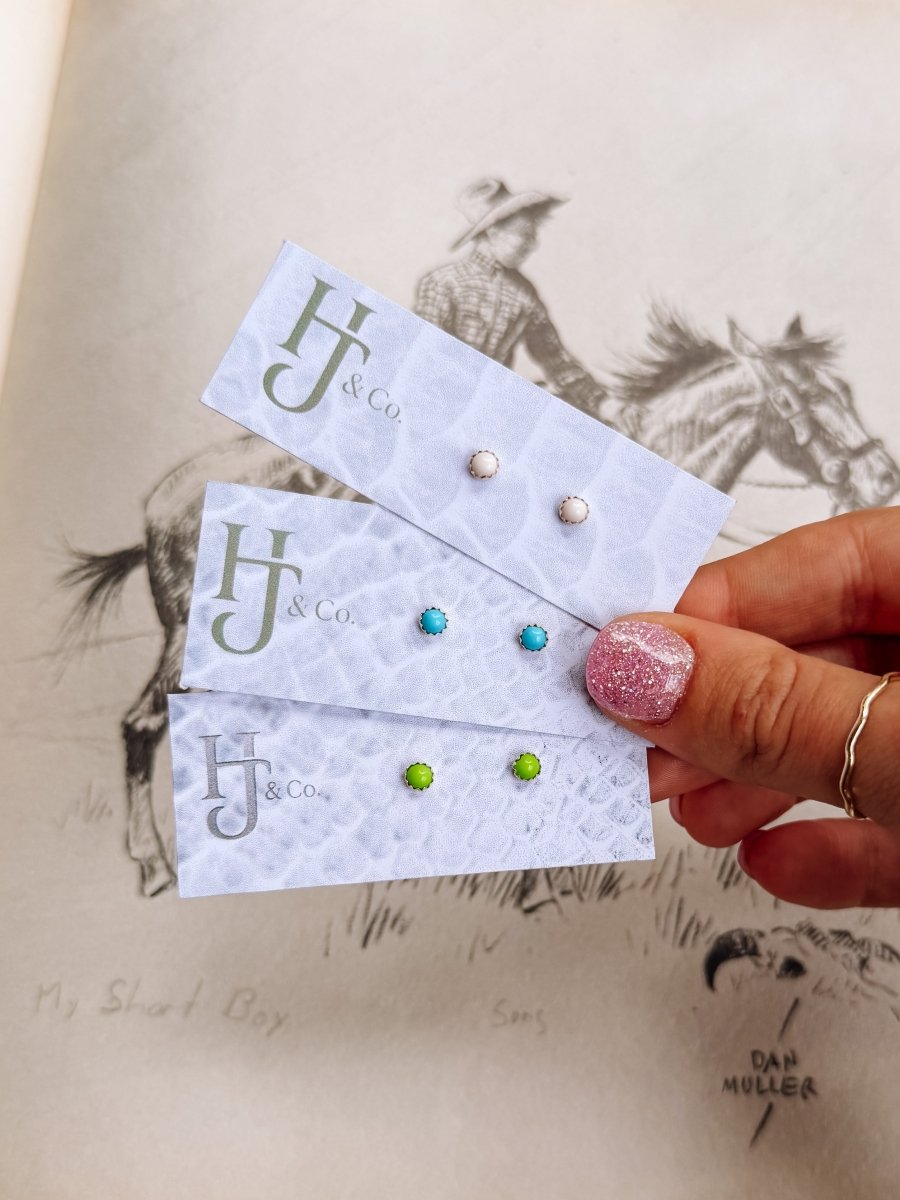 Bainville 4mm Turquoise Studs - Horseshoe J & Co.