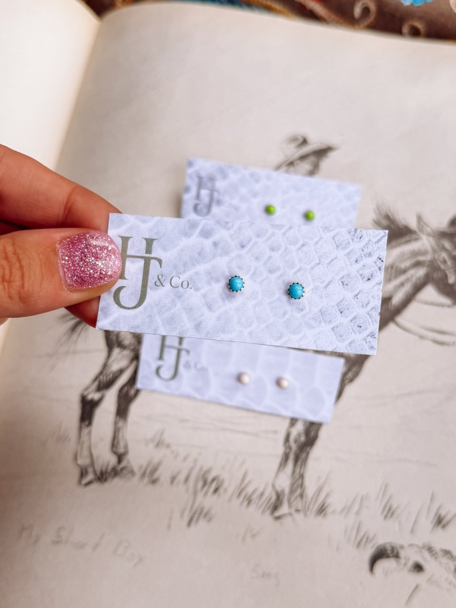 Bainville 4mm Turquoise Studs - Horseshoe J & Co.