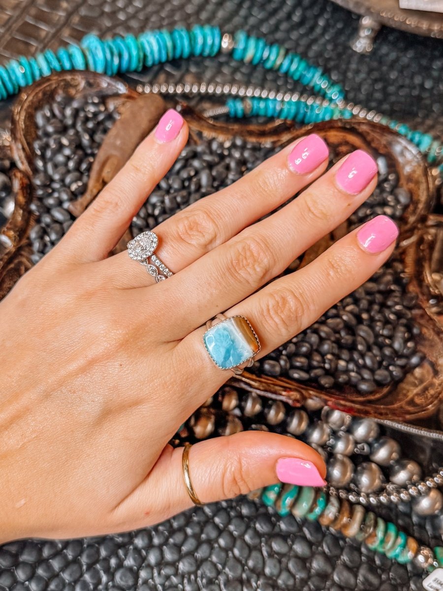 Blue Skies Larimar Rings - Horseshoe J & Co.