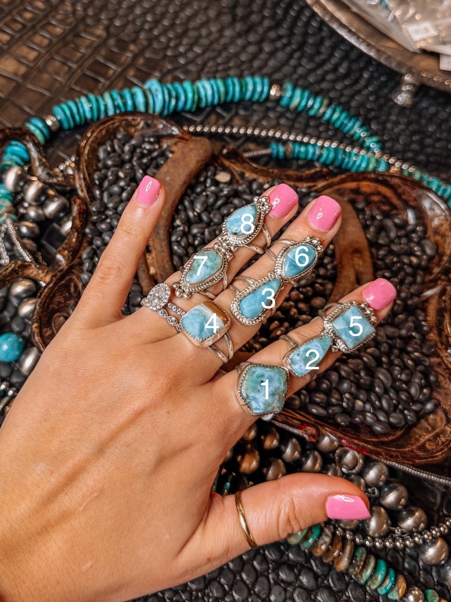 Blue Skies Larimar Rings - Horseshoe J & Co.