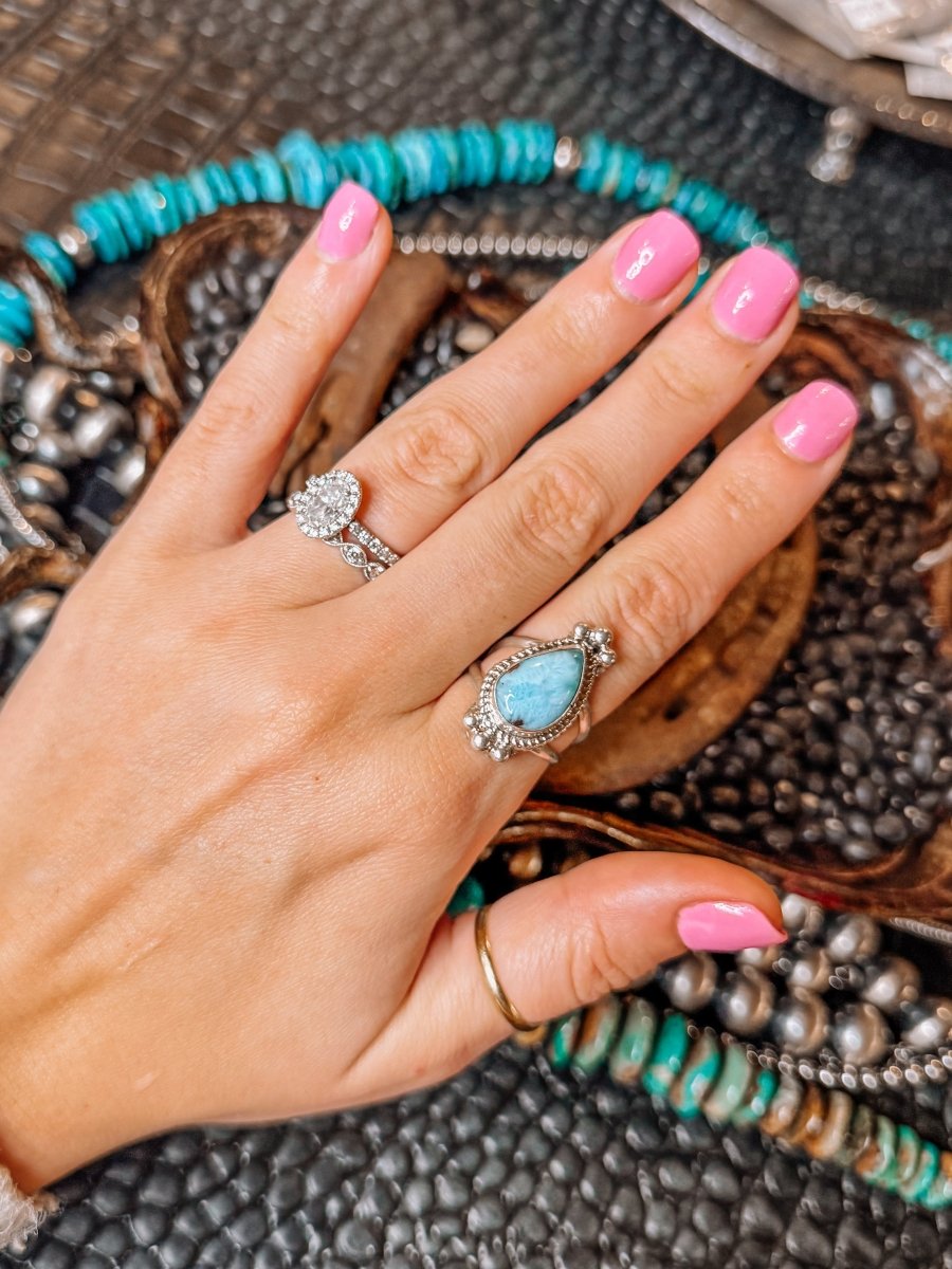 Blue Skies Larimar Rings - Horseshoe J & Co.