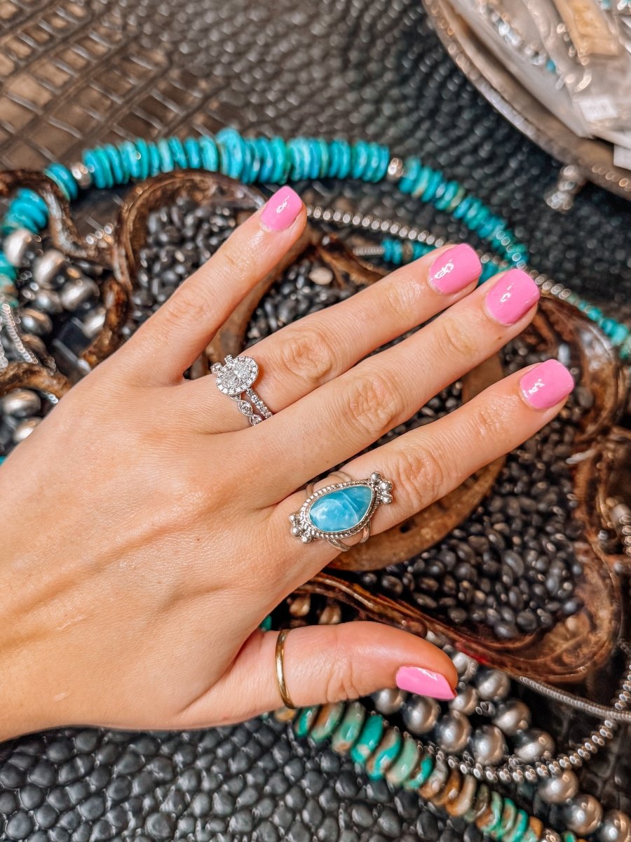 Blue Skies Larimar Rings - Horseshoe J & Co.