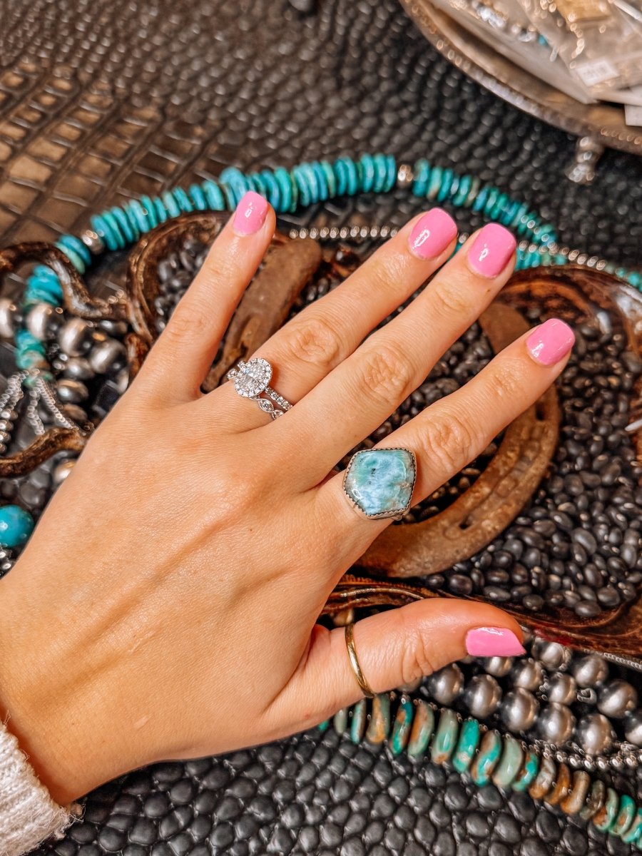 Blue Skies Larimar Rings - Horseshoe J & Co.