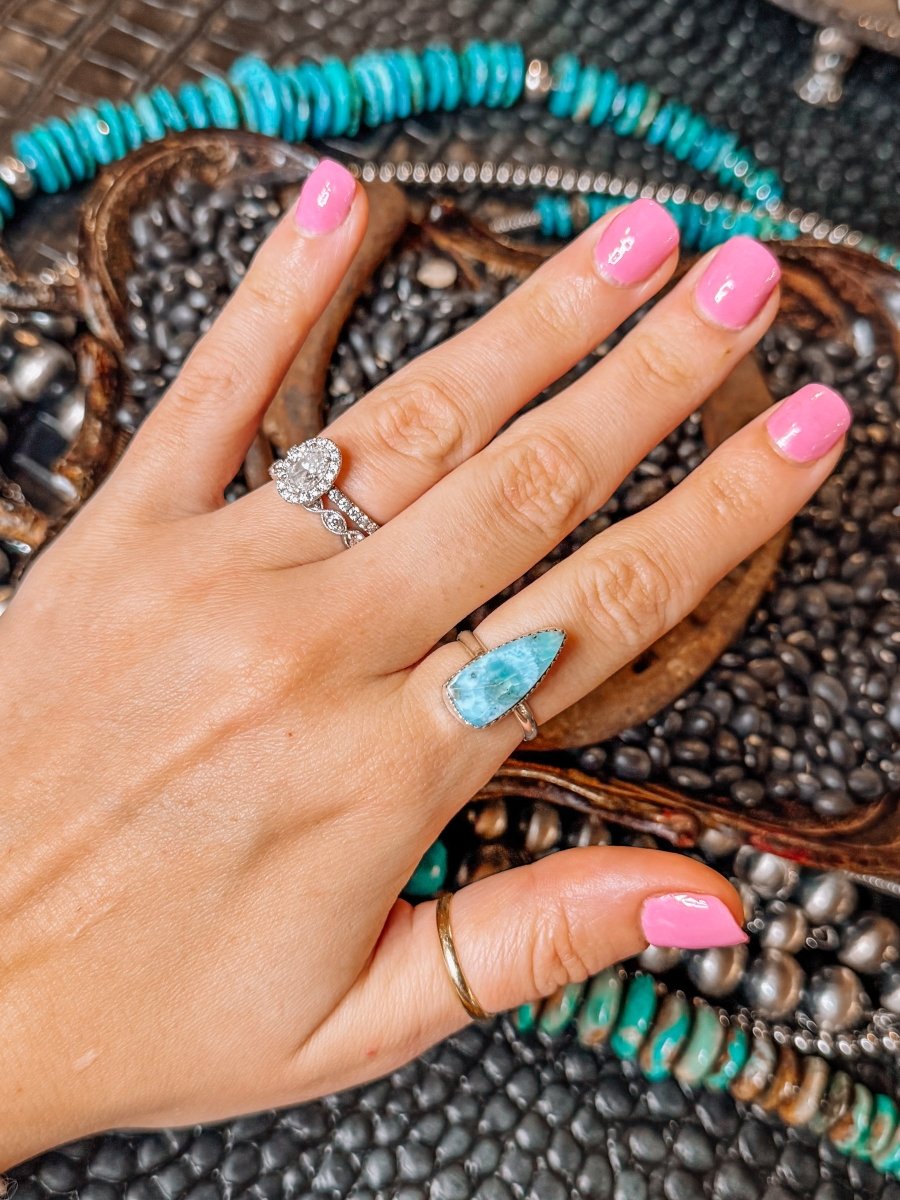 Blue Skies Larimar Rings - Horseshoe J & Co.