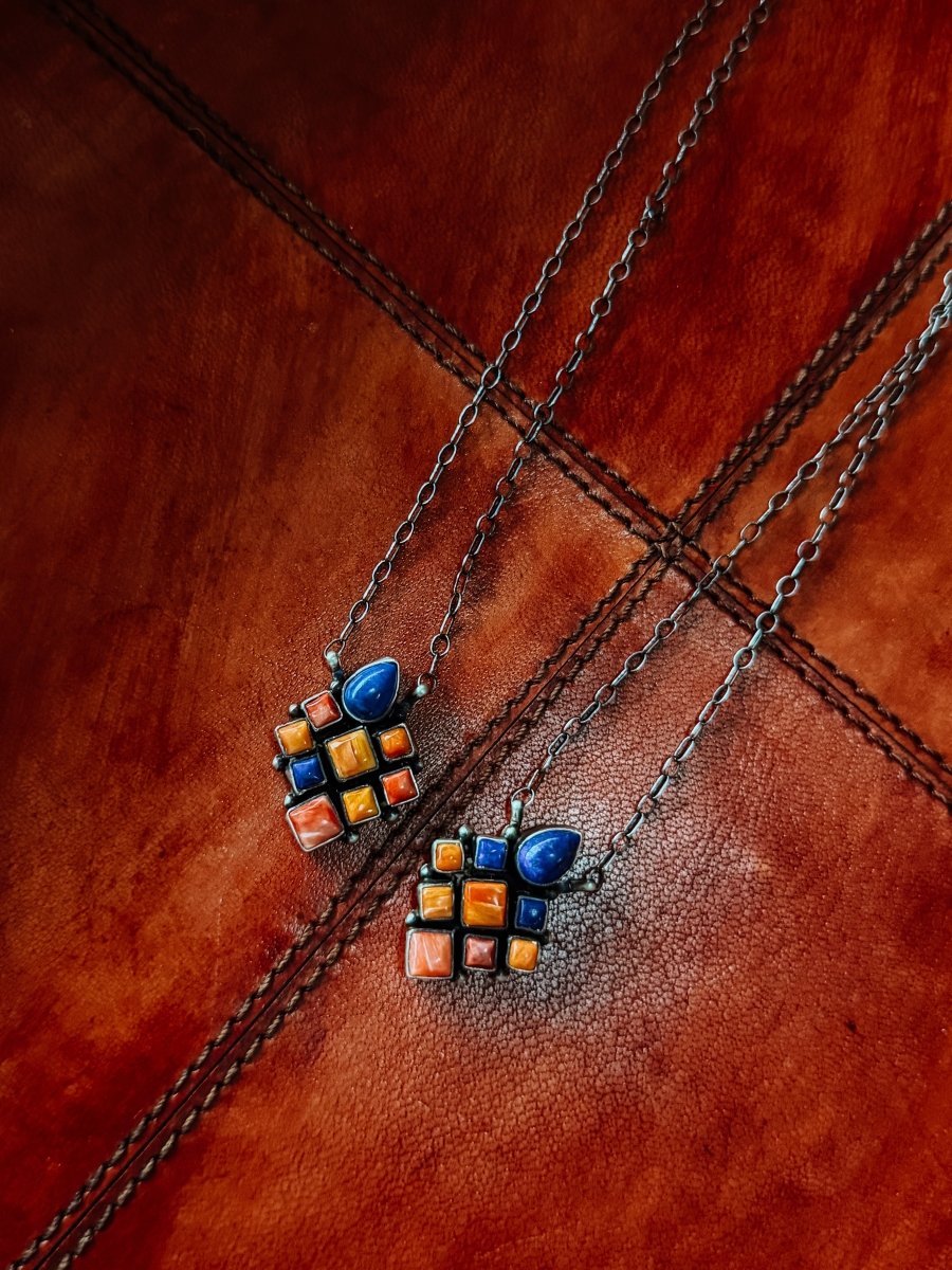 Bond Blue Lapis and Spiny Oyster Necklace - Horseshoe J & Co.