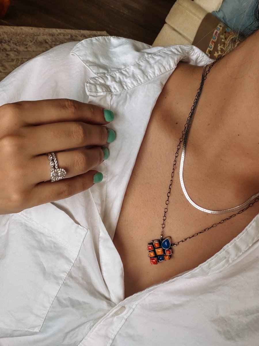 Bond Blue Lapis and Spiny Oyster Necklace - Horseshoe J & Co.