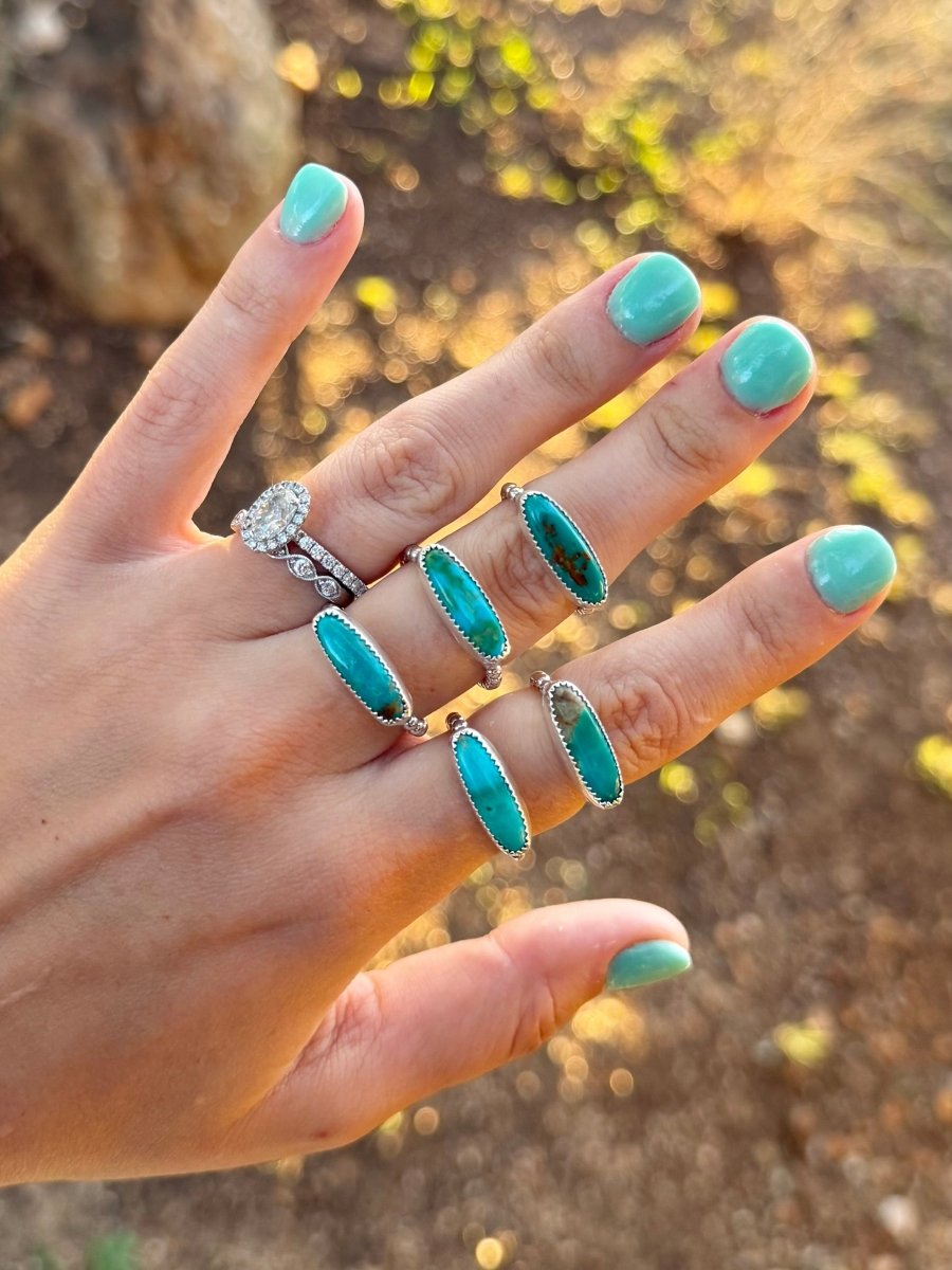 Bouse Royston Turquoise Horizontal Rings - Horseshoe J & Co.