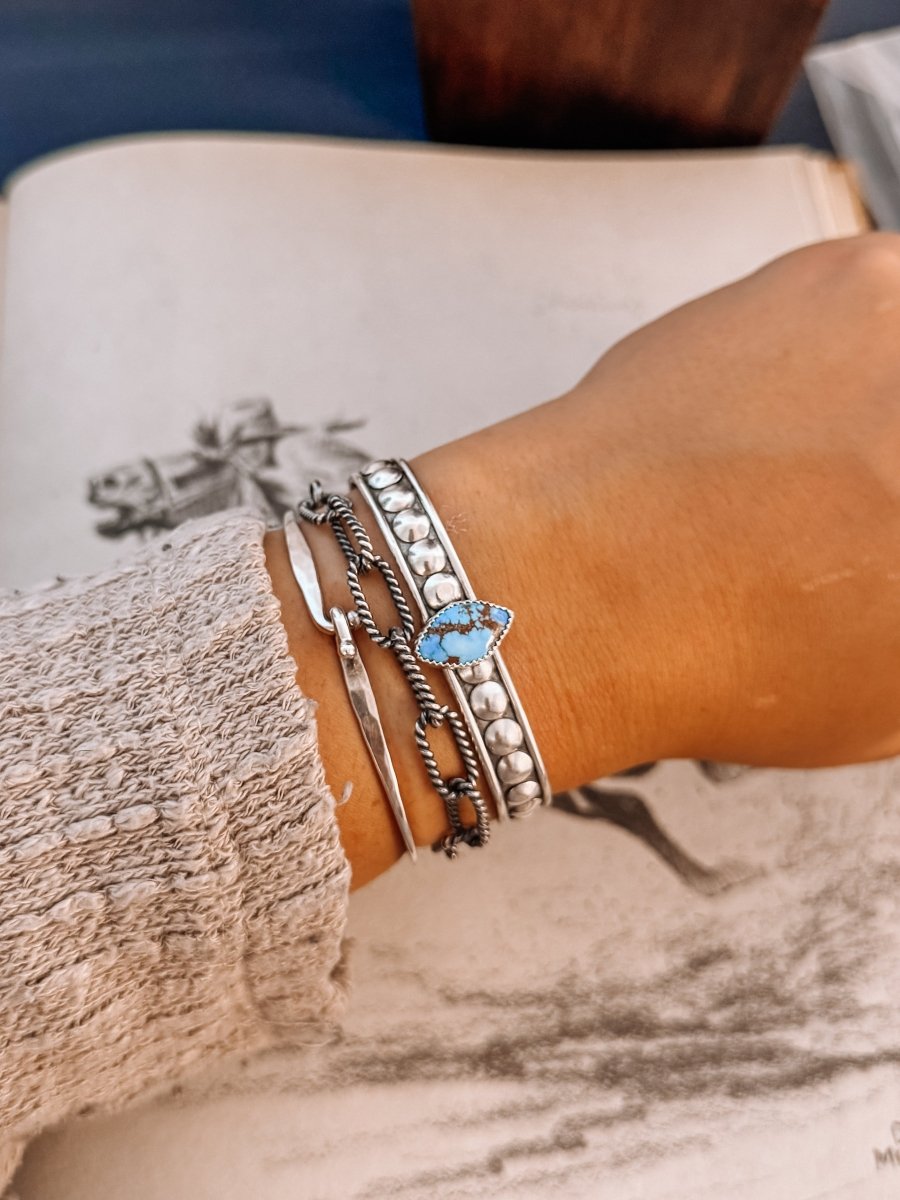 Braden 6mm Silver Cuff with Turquoise - Horseshoe J & Co.
