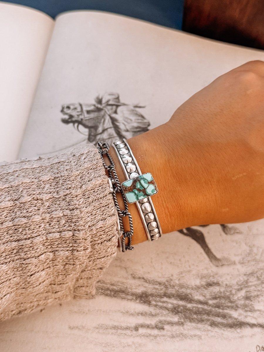 Braden 6mm Silver Cuff with Turquoise - Horseshoe J & Co.