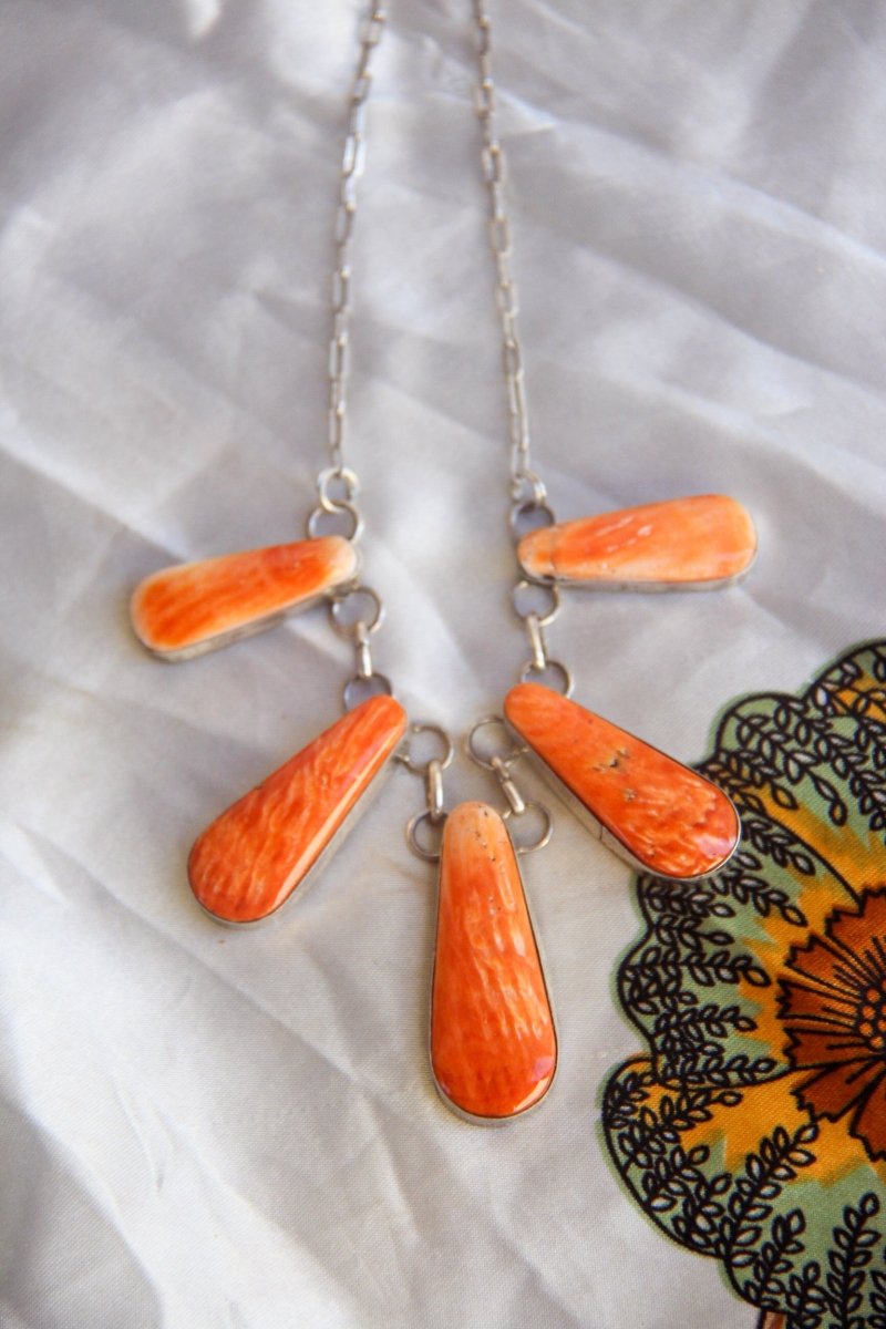 Burlington Orange Spiny Necklace + Earring Set - Horseshoe J & Co.