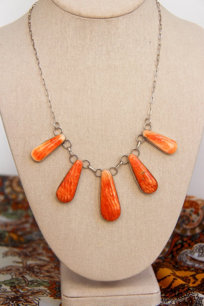 Burlington Orange Spiny Necklace + Earring Set - Horseshoe J & Co.