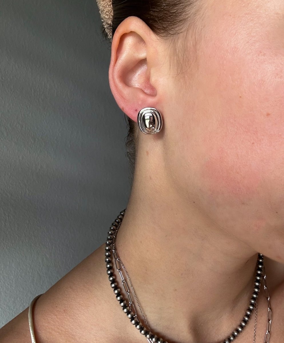 Busby Oval Stud Earrings - Horseshoe J & Co.