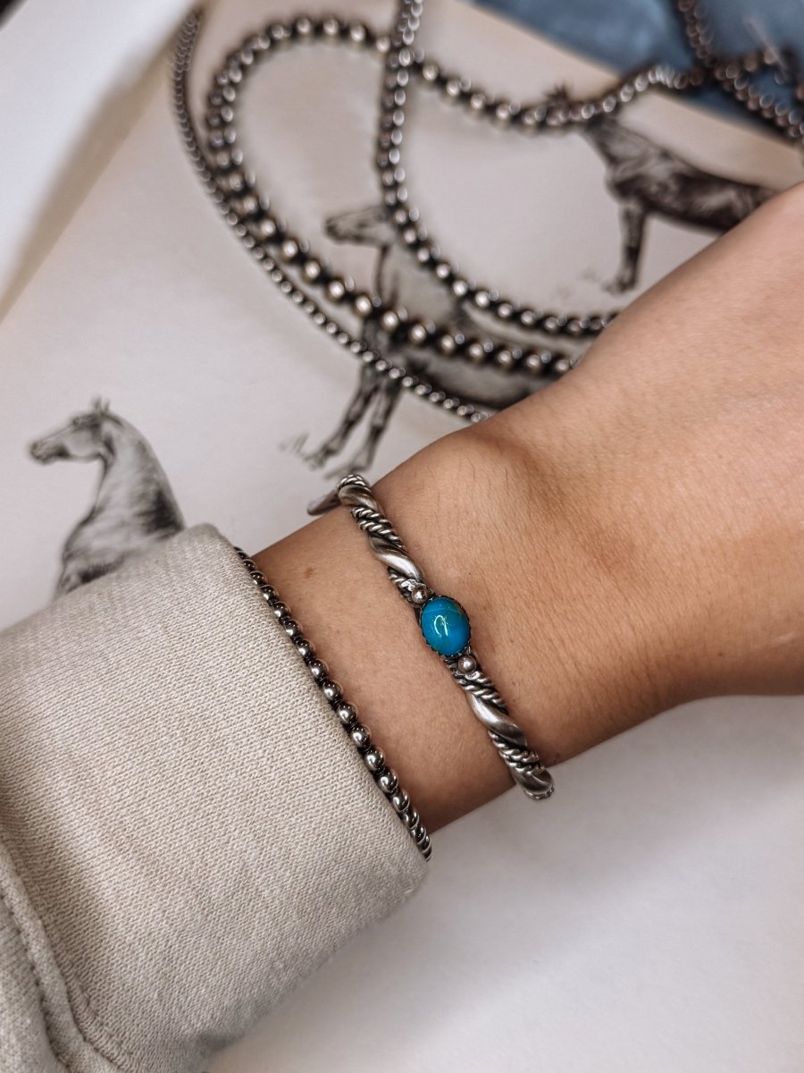Busby Turquoise Twist Cuff Bracelet - Horseshoe J & Co.